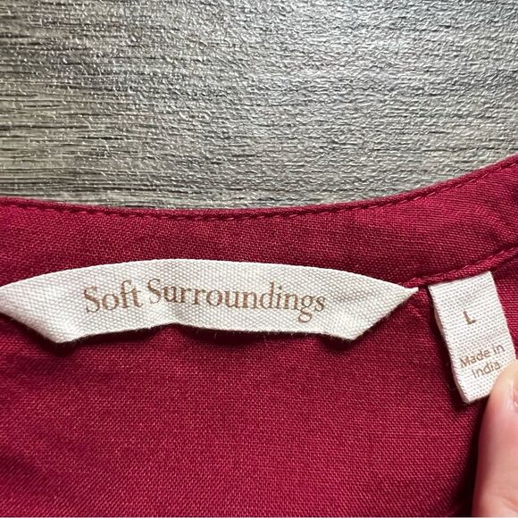 Soft Surroundings Maroon Red Lithonia Blouse Top  Crochet Knit Women's sz Large - Picture 3 of 9